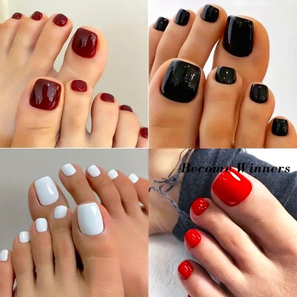 Amazing New Doll Colorful Glossy Finish Press On Toe Nails Sets
